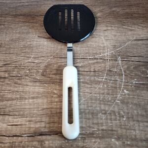 Bonny USA 12" Black Plastic Nylon Wide Slotted Spatula With Plastic Handle